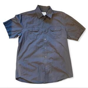 Y2k grunge mens dark grey button up short sleeve shirt PD&C men's size Large